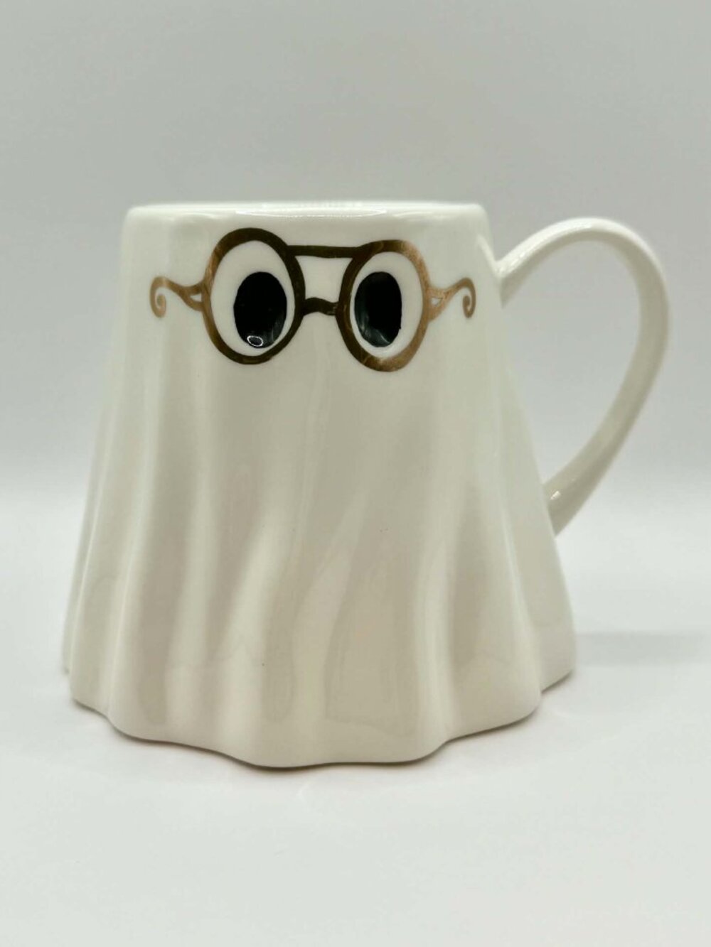 The Mud Fairy Gold Accent Ghost Mug Halloween Stoneware Ceramic Cup | No Offers